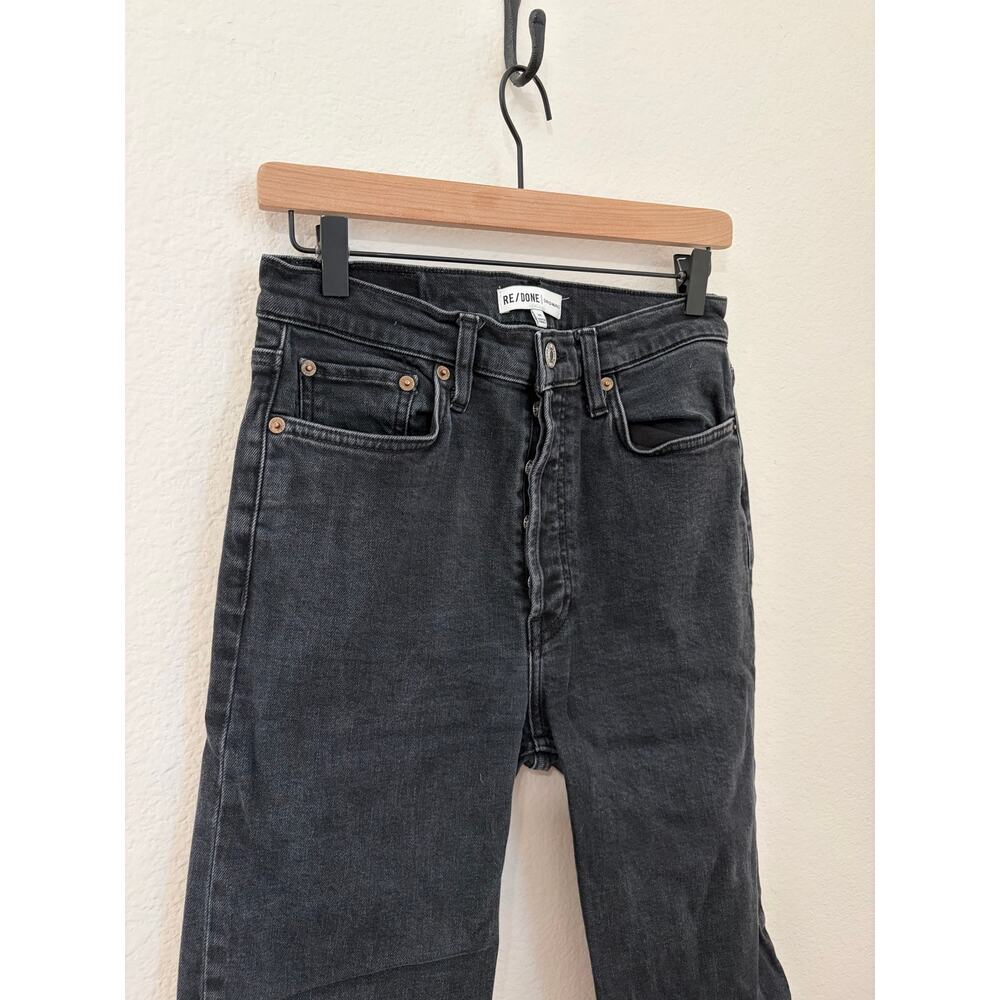 Re/Done Jeans Women's Size 29 Black Denim High Waisted Button Fly Straight Leg - Picture 5 of 8